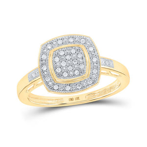 Diamond Cluster Ring | 10kt Yellow Gold Womens Round Diamond Square Ring 1/12 Cttw | Splendid Jewellery GND