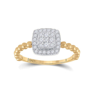 Diamond Cluster Ring | 10kt Yellow Gold Womens Round Diamond Square Ring 1/3 Cttw | Splendid Jewellery GND