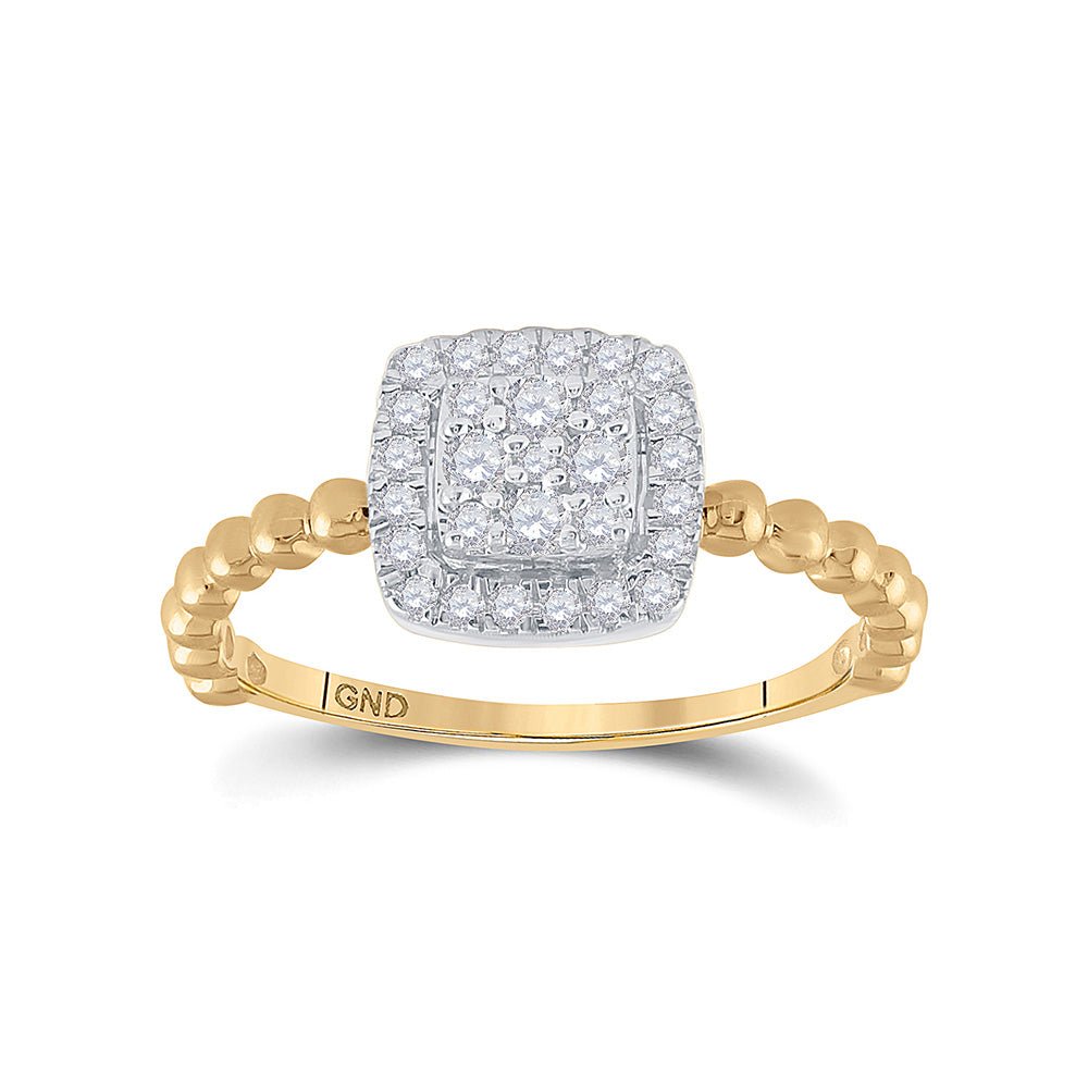 Diamond Cluster Ring | 10kt Yellow Gold Womens Round Diamond Square Ring 1/3 Cttw | Splendid Jewellery GND