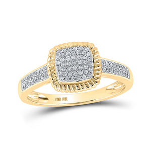 Diamond Cluster Ring | 10kt Yellow Gold Womens Round Diamond Square Ring 1/5 Cttw | Splendid Jewellery GND