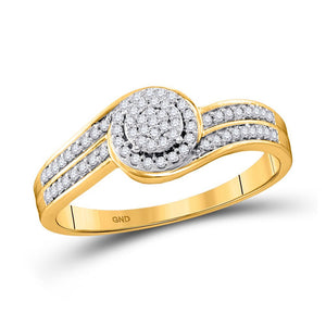 Diamond Cluster Ring | 10kt Yellow Gold Womens Round Diamond Swirl Cluster Ring 1/5 Cttw | Splendid Jewellery GND