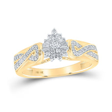 Load image into Gallery viewer, Radiant Brilliance: 10kt Yellow Gold Womens Round Diamond Tear Cluster Ring 1/4 Cttw - Top View