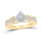 Radiant Brilliance: 10kt Yellow Gold Womens Round Diamond Tear Cluster Ring 1/4 Cttw - Top View