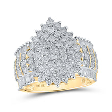 Load image into Gallery viewer, Captivating Tear-Shaped Diamond Cluster Ring in 10kt Yellow Gold - Top View
