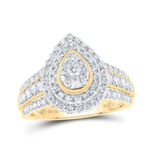 Load image into Gallery viewer, 10kt Yellow Gold Teardrop Diamond Cluster Ring - A Mesmerizing Masterpiece of Elegance - Top View