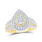 10kt Yellow Gold Teardrop Diamond Cluster Ring - A Mesmerizing Masterpiece of Elegance - Top View