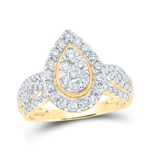 Load image into Gallery viewer, Captivating Teardrop Diamond Cluster Ring in 10kt Yellow Gold - Top View