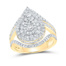 Load image into Gallery viewer, Radiant Teardrop Diamond Cluster Ring in 10kt Yellow Gold - 1-7/8 Cttw - Top View