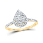 Elegant Teardrop Diamond Cluster Ring in 10kt Yellow Gold - Top View