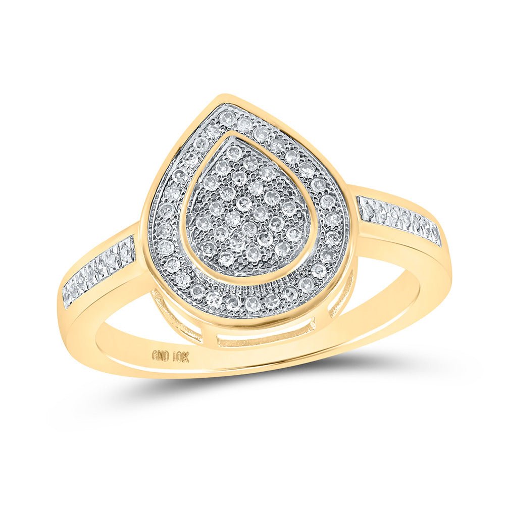 Diamond Cluster Ring | 10kt Yellow Gold Womens Round Diamond Teardrop Ring 1/5 Cttw | Splendid Jewellery GND