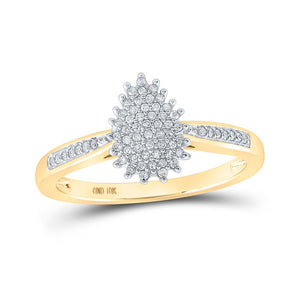 Diamond Cluster Ring | 10kt Yellow Gold Womens Round Diamond Teardrop Ring 1/6 Cttw | Splendid Jewellery GND