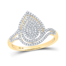 Load image into Gallery viewer, 10kt Yellow Gold Diamond Teardrop Cluster Ring - A Mesmerizing Masterpiece of Elegance - Top View