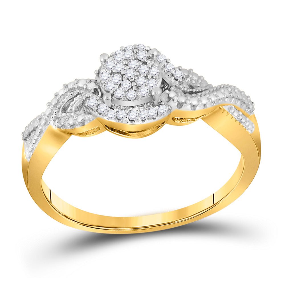 Diamond Cluster Ring | 10kt Yellow Gold Womens Round Diamond Twist Cluster Ring 1/10 Cttw | Splendid Jewellery GND