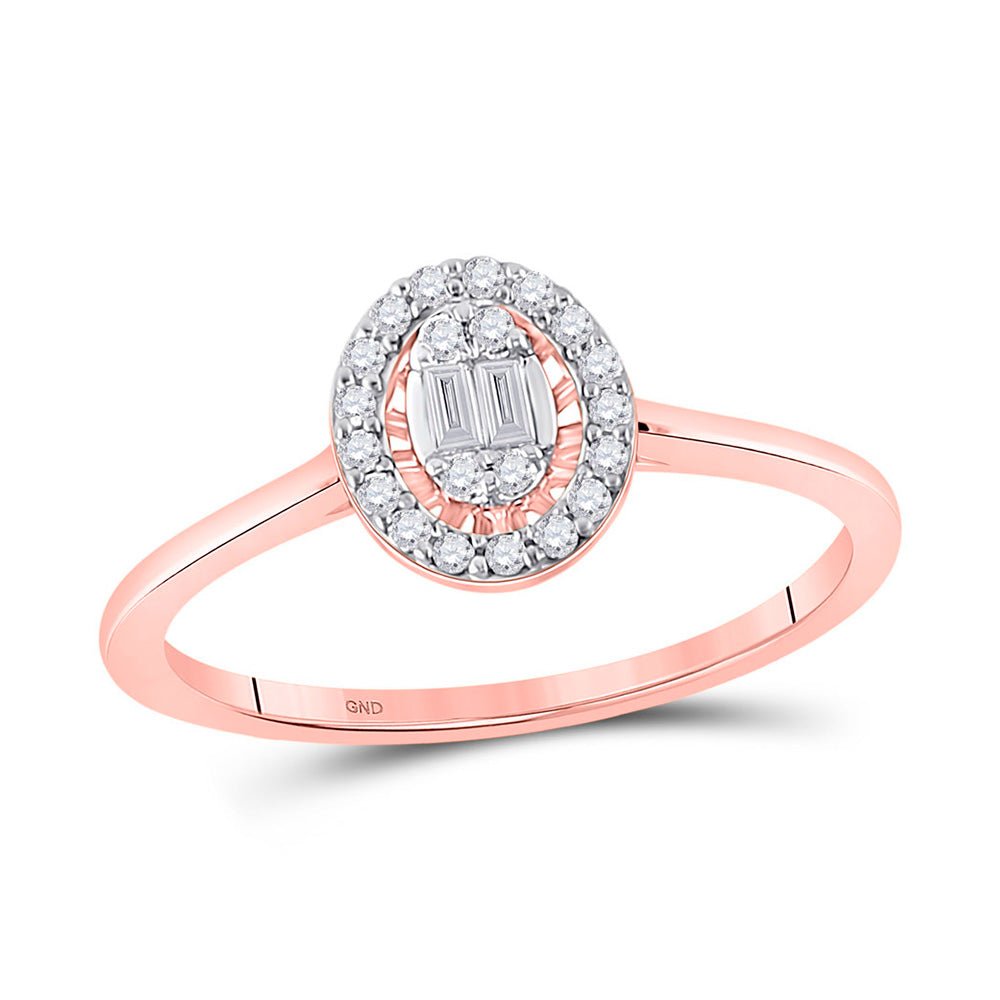 Diamond Cluster Ring | 14kt Rose Gold Womens Round Diamond Fashion Cluster Oval Ring 1/6 Cttw | Splendid Jewellery GND