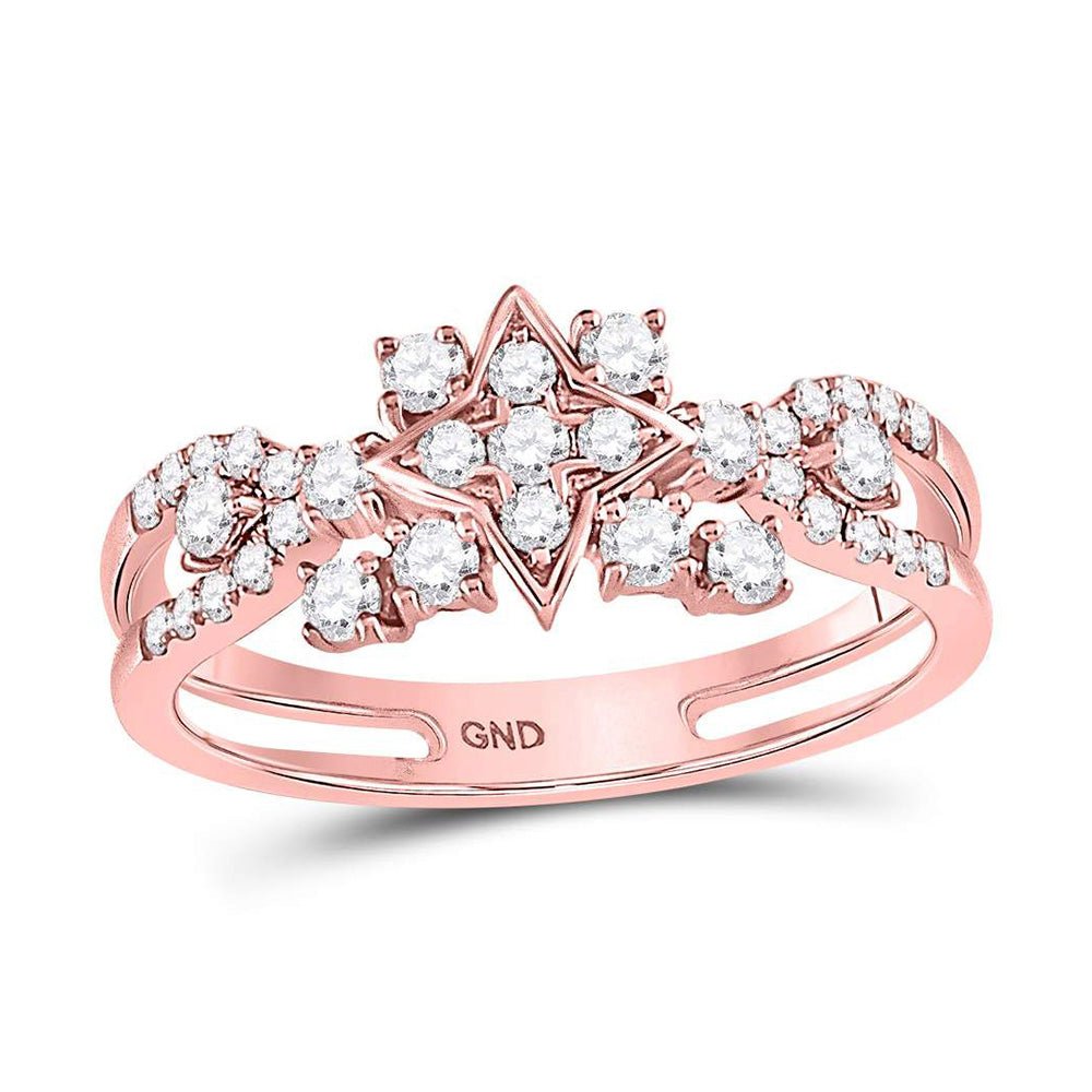 Diamond Cluster Ring | 14kt Rose Gold Womens Round Diamond Square Cluster Ring 1/2 Cttw | Splendid Jewellery GND