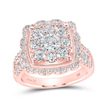 Load image into Gallery viewer, Rose Gold Diamond Square Flower Cluster Ring - 2 Carat Total Weight of Sparkling Brilliance - Top View
