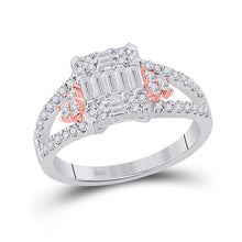 Load image into Gallery viewer, 14kt Two-tone Gold Baguette Diamond Cluster Ring: A Captivating Display of Brilliance and Elegance - Top View
