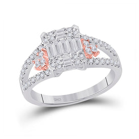 14kt Two-tone Gold Baguette Diamond Cluster Ring: A Captivating Display of Brilliance and Elegance - Top View