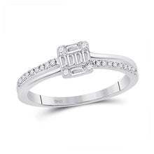 Load image into Gallery viewer, Dazzling Baguette Diamond Cluster Ring in 14kt White Gold - Top View