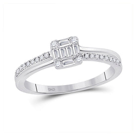 Dazzling Baguette Diamond Cluster Ring in 14kt White Gold - Top View