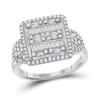 Captivating Brilliance: 14kt White Gold Baguette Diamond Square Cluster Ring - Top View