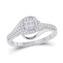 Load image into Gallery viewer, Princess Diamond Halo Square Ring - Timeless Elegance in 14kt White Gold - Top View
