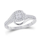 Princess Diamond Halo Square Ring - Timeless Elegance in 14kt White Gold - Top View