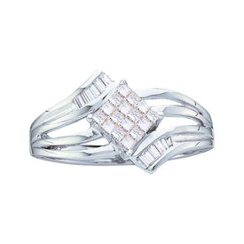 Captivating Princess Diamond Cluster Ring - Top View