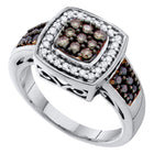 Captivating Brown Diamond Square Cluster Ring in 14kt White Gold - Top View