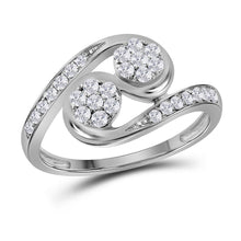 Load image into Gallery viewer, Dazzling Brilliance: 14kt White Gold Womens Round Diamond Cluster 2-stone Ring 1/2 Cttw - Top View