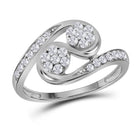Dazzling Brilliance: 14kt White Gold Womens Round Diamond Cluster 2-stone Ring 1/2 Cttw - Top View