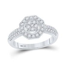 Load image into Gallery viewer, 14kt White Gold Floral Diamond Cluster Ring - A Blossoming Beauty - Top View