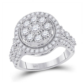 Floral Brilliance Diamond Cluster Ring - Top View