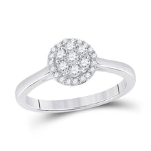 Load image into Gallery viewer, 14kt White Gold Diamond Floral Cluster Ring: A Captivating Blossom of Brilliance - Top View