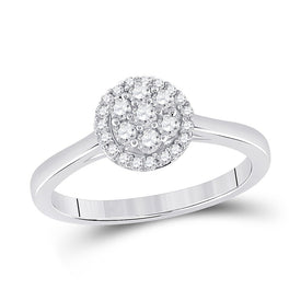 14kt White Gold Diamond Floral Cluster Ring: A Captivating Blossom of Brilliance - Top View