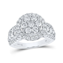 Load image into Gallery viewer, 14kt White Gold Diamond Blossom Cluster Ring - A Dazzling Floral Delight - Top View