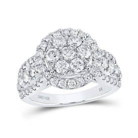 14kt White Gold Diamond Blossom Cluster Ring - A Dazzling Floral Delight - Top View