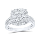14kt White Gold Sparkling Diamond Square Cluster Ring - Top View