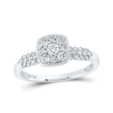 Load image into Gallery viewer, Radiant Brilliance: 14kt White Gold Womens Round Diamond Square Cluster Ring 1/2 Cttw - Top View