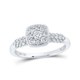 Radiant Brilliance: 14kt White Gold Womens Round Diamond Square Cluster Ring 1/2 Cttw - Top View