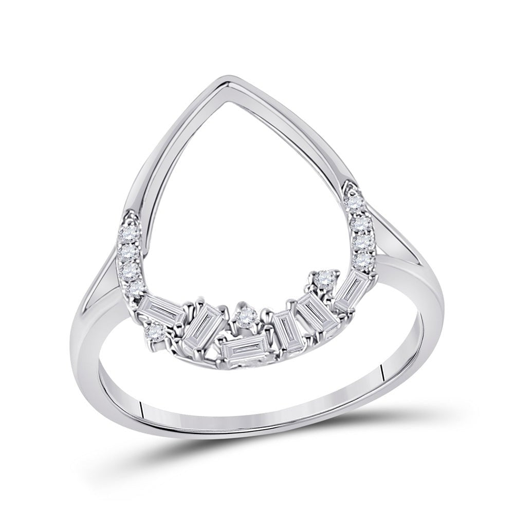 Diamond Cluster Ring | 14kt White Gold Womens Round Diamond Teardrop Scattered Fashion Ring 1/5 Cttw | Splendid Jewellery GND