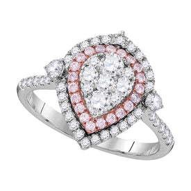 14kt White Gold Pink Diamond Teardrop Cluster Ring: A Captivating Symphony of Elegance - Top View