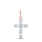 Radiant Rose Gold Baguette Diamond Cross Pendant - Alternate view 1 from Splendid Jewellery