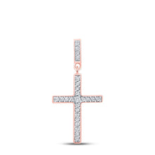 Load image into Gallery viewer, Radiant Rose Gold Diamond Cross Pendant: A Timeless Symbol of Faith and Love - Alternate view 1 from Splendid Jewellery