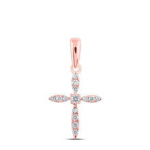 Load image into Gallery viewer, Radiant Rose Gold Diamond Cross Pendant: A Symbol of Elegance and Faith - Alternate view 1 from Splendid Jewellery