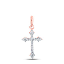 Load image into Gallery viewer, Radiant Rose Gold Diamond Cross Pendant - A Symbol of Elegance and Spirituality - Alternate view 1 from Splendid Jewellery
