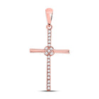 Radiant Faith: 10kt Rose Gold Womens Round Diamond Cross Pendant 1/12 Cttw - Alternate view 1 from Splendid Jewellery