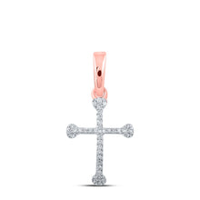 Load image into Gallery viewer, Radiant Rose Gold Diamond Cross Pendant: A Symbol of Elegance and Faith - Alternate view 1 from Splendid Jewellery