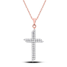 Load image into Gallery viewer, Radiant Rose Gold Diamond Cross Pendant - A Mesmerizing Symbol of Faith and Elegance - Alternate view 1 from Splendid Jewellery