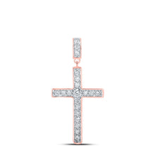 Load image into Gallery viewer, Radiant Rose Gold Diamond Cross Pendant - A Captivating Symbol of Elegance and Faith - Alternate view 1 from Splendid Jewellery